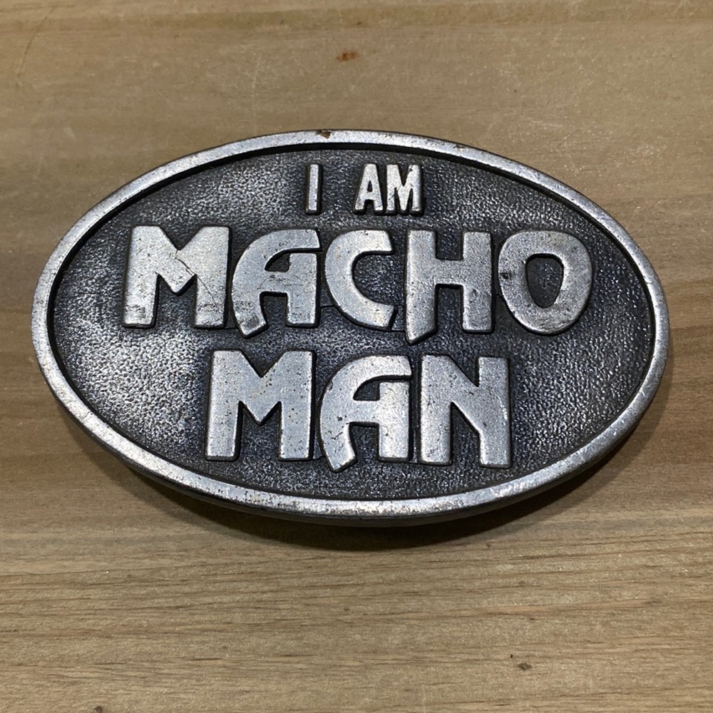 I AM MACHO MAN Capt. Hawks Sky Patrol Metal Belt Buckle 1978